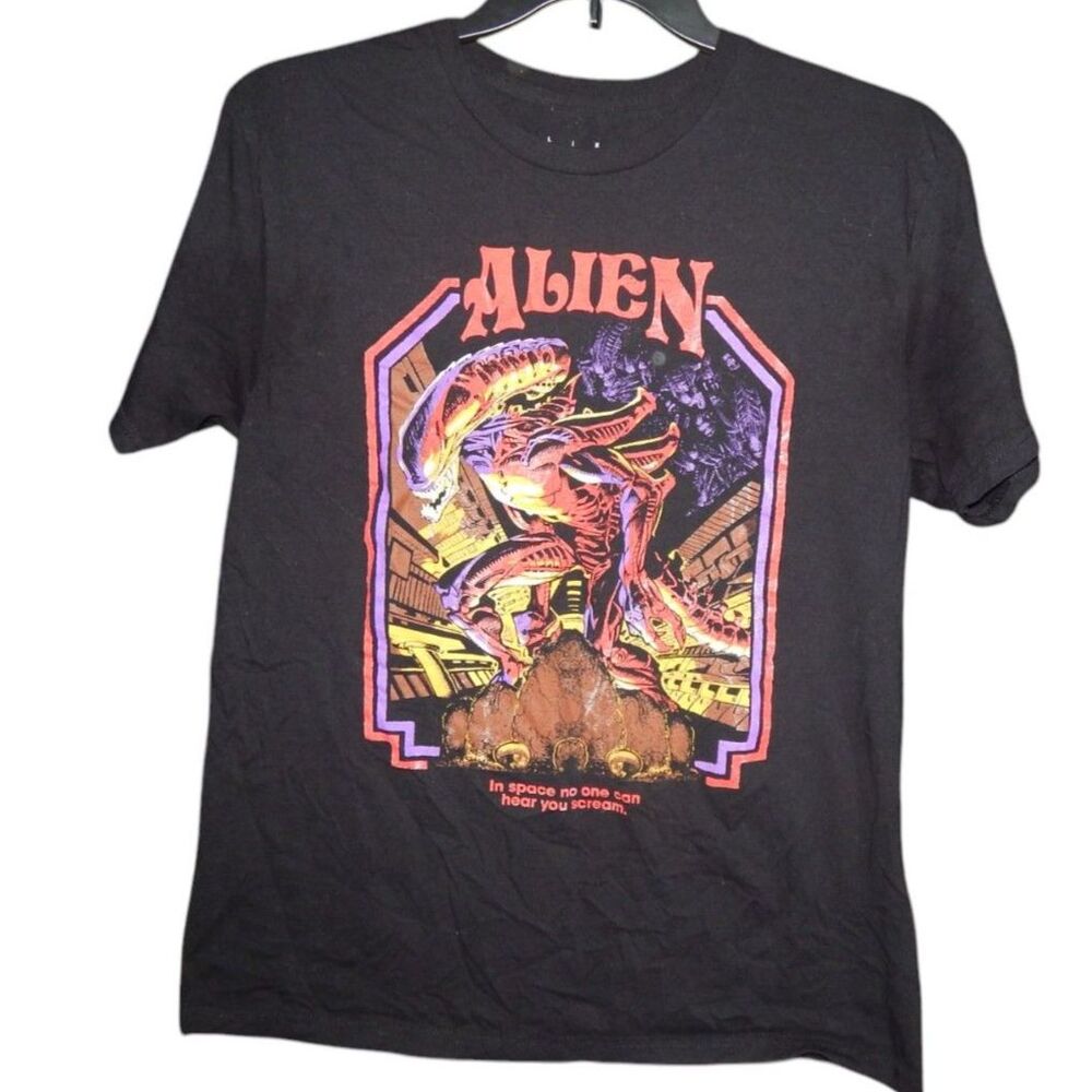 ALIEN unisex large black graphic t-shirt